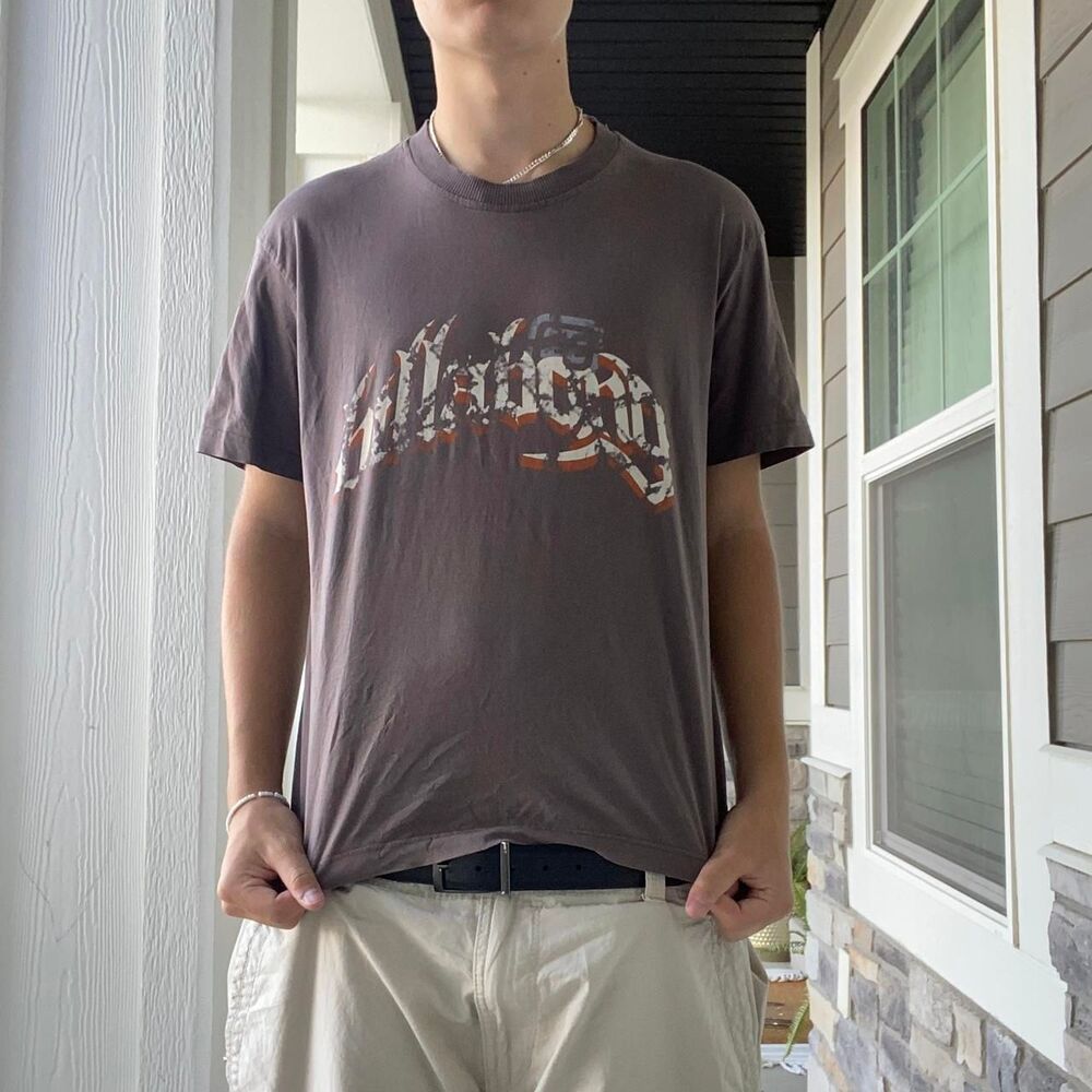 Billabong Men's Grey and Brown T-shirt